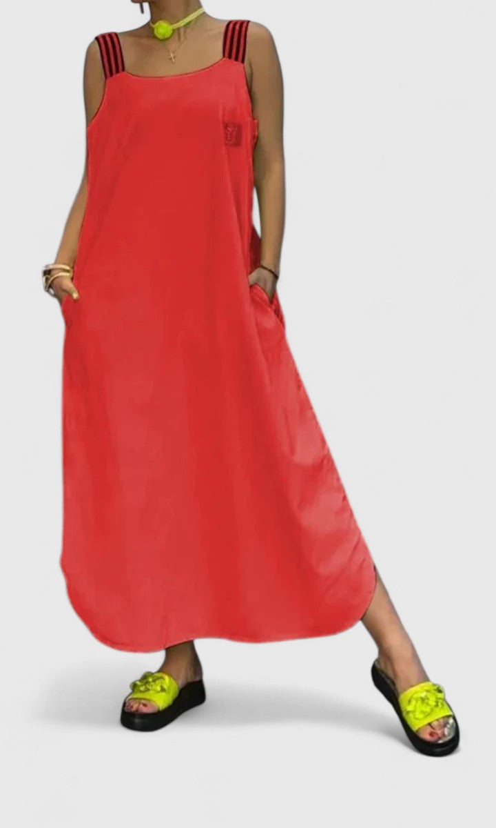 Women's Suspender Dress with Striped Straps for Summer