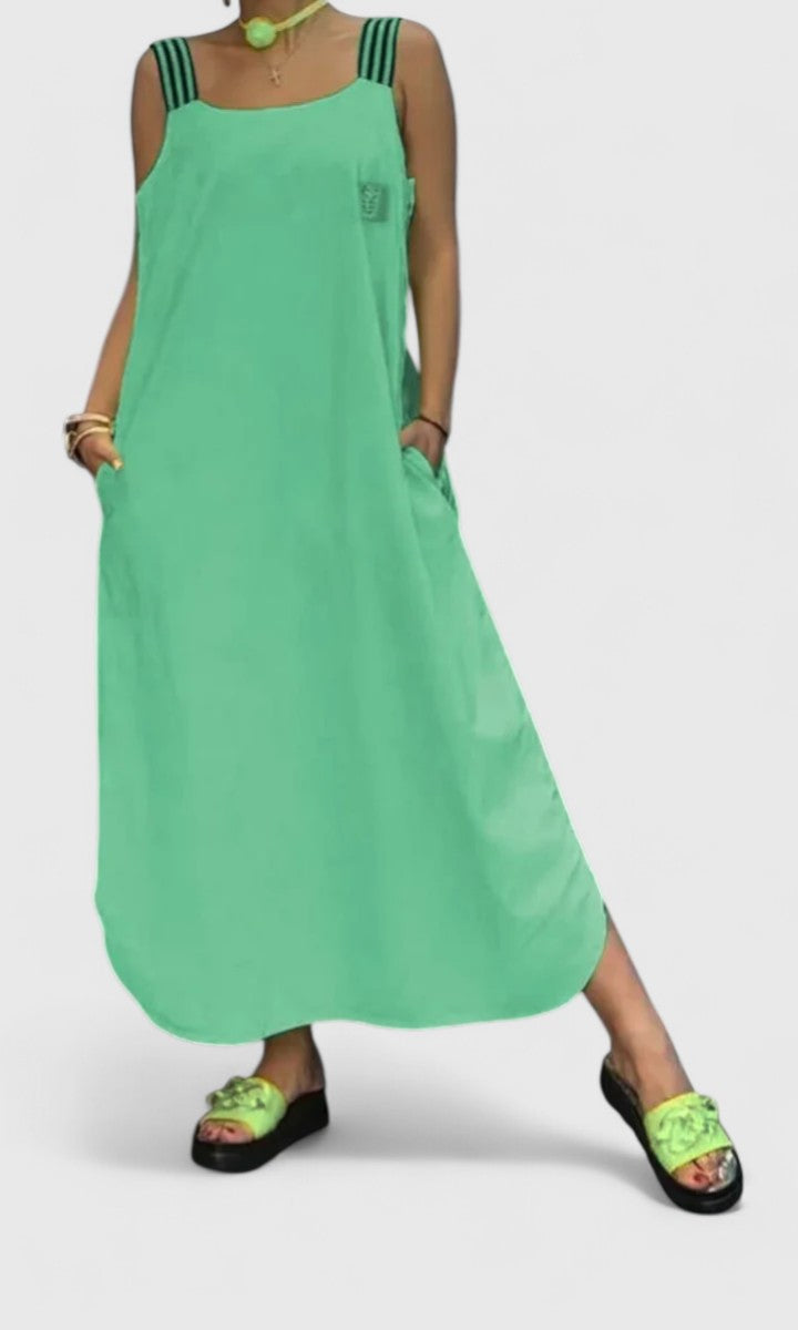 Women's Suspender Dress with Striped Straps for Summer