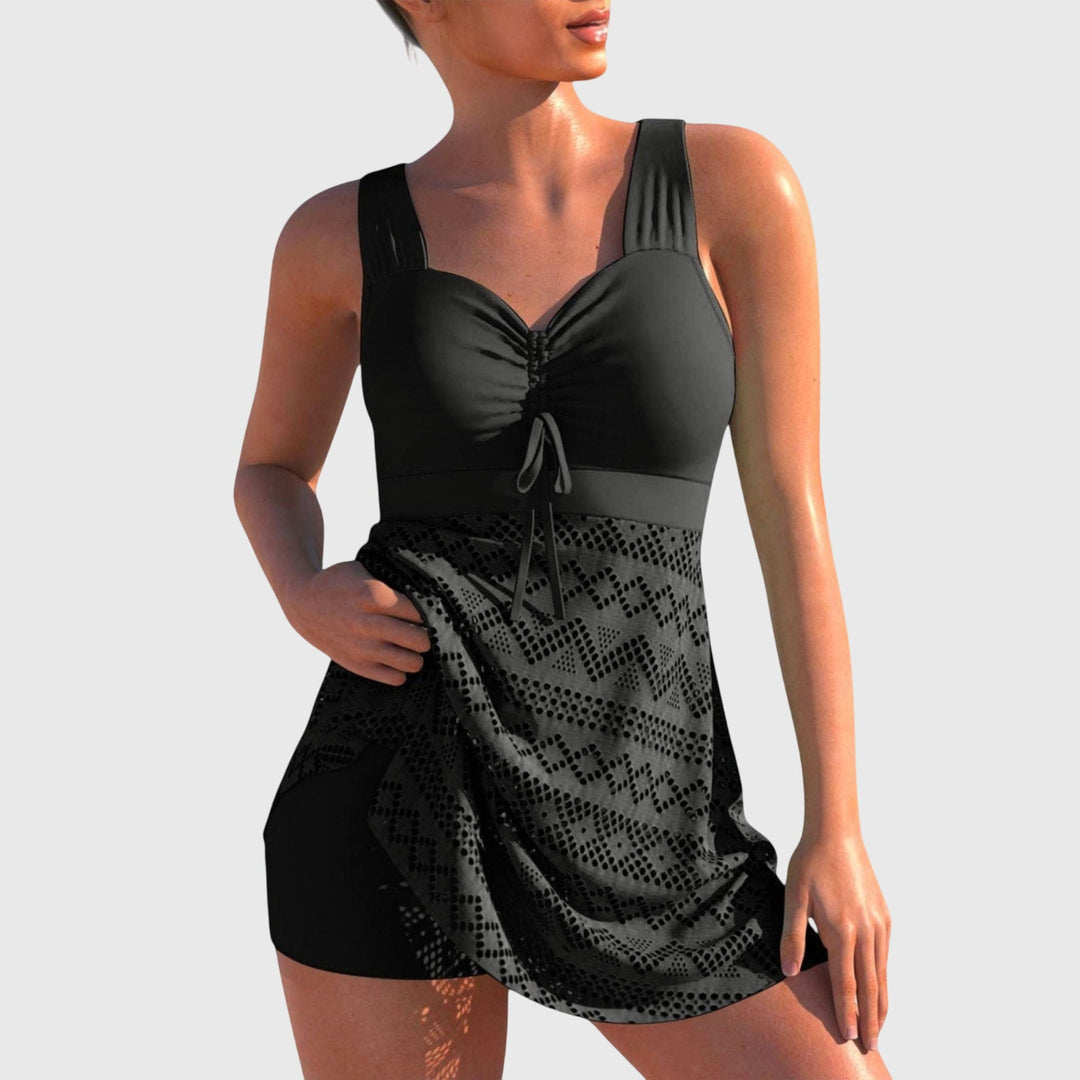 Women's Swimsuit Skirt Set with Patterned Skirt for Beach Days