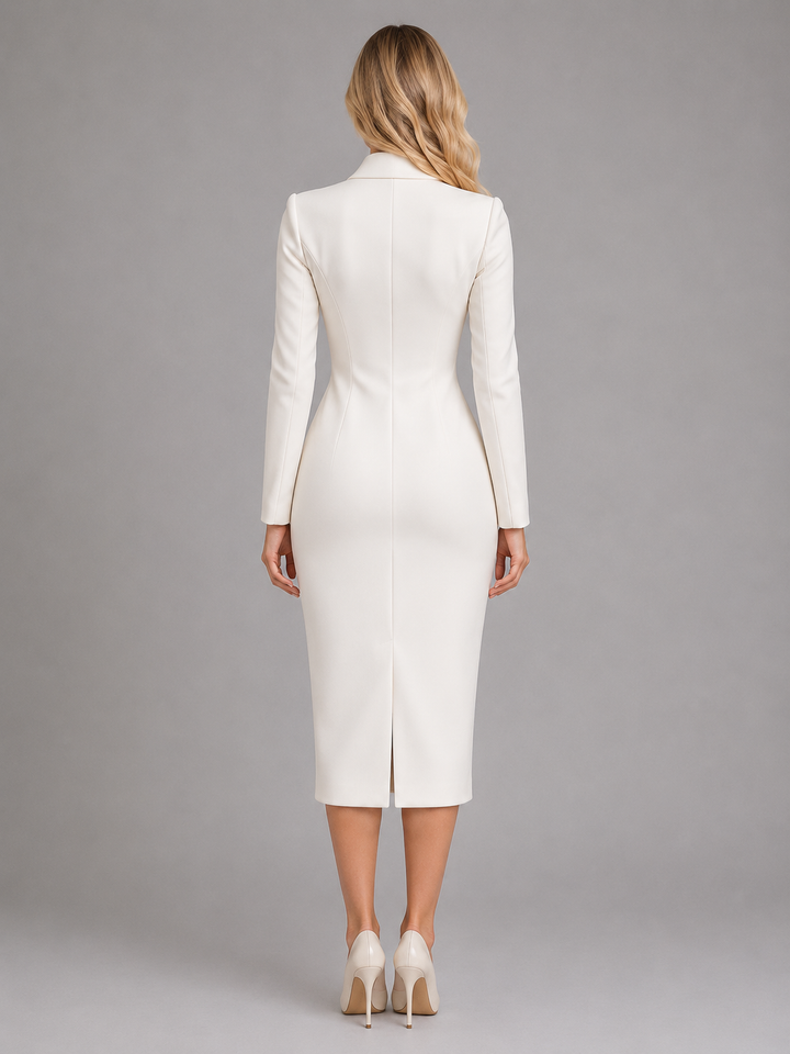 Women’s Tailored Blazer Midi Dress with Button-front