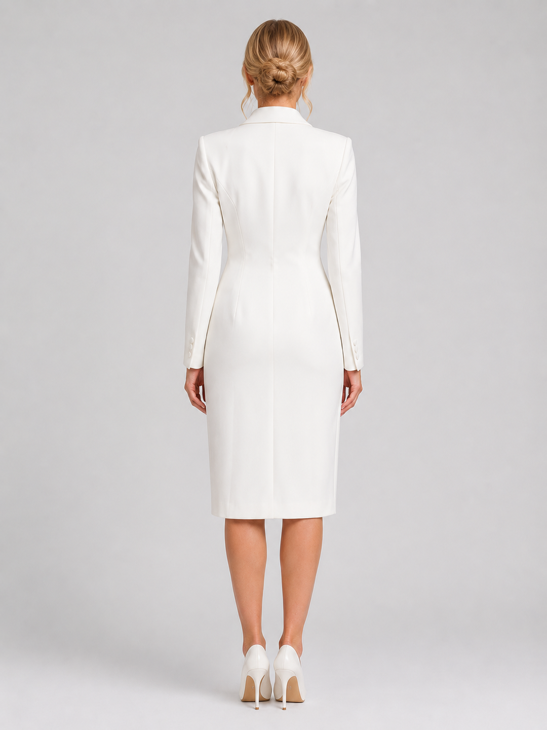 Women’s Tailored Blazer Midi Dress with Double-Breasted