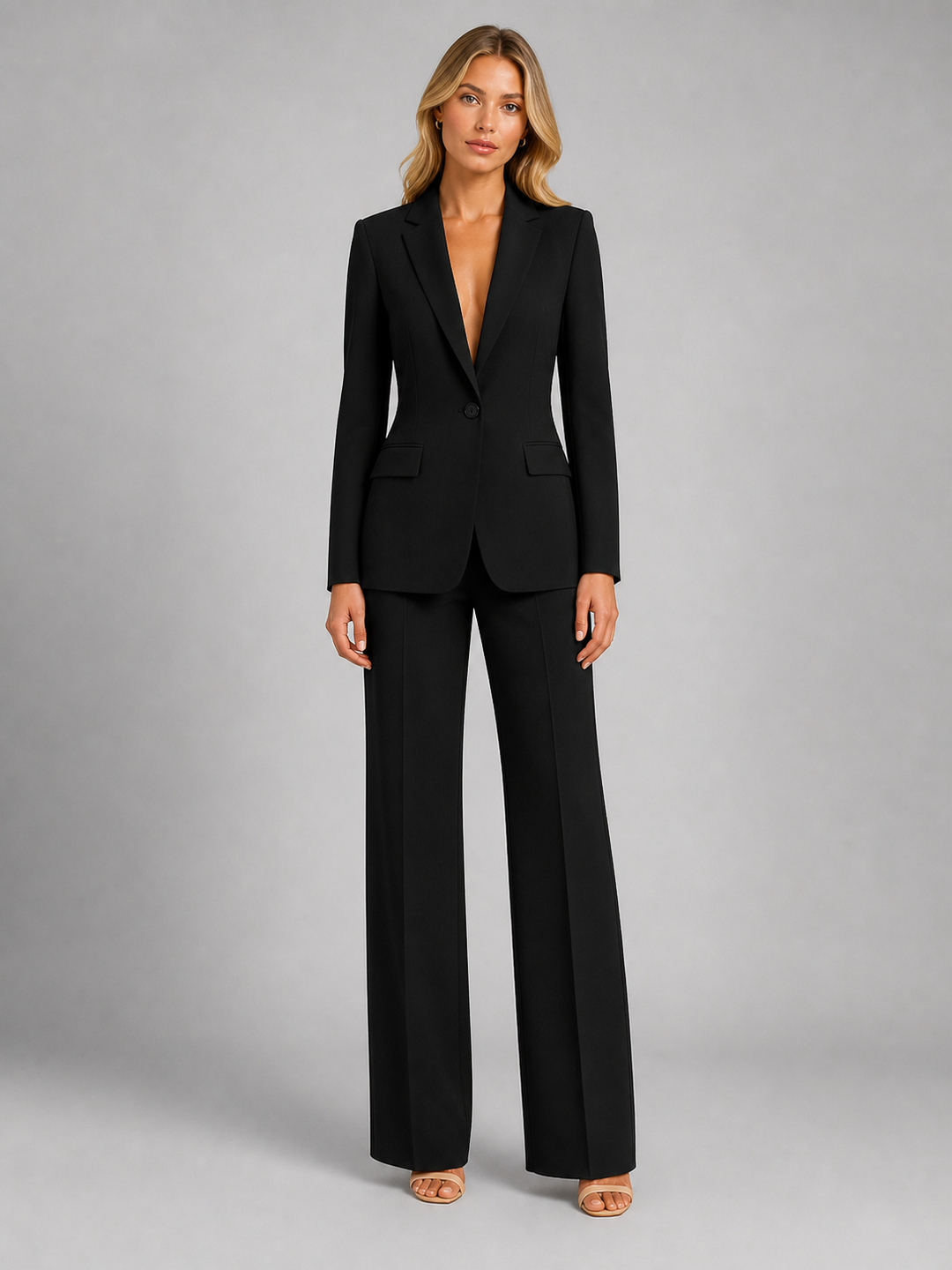 Women’s Tailored Blazer with Wide-Leg Trousers