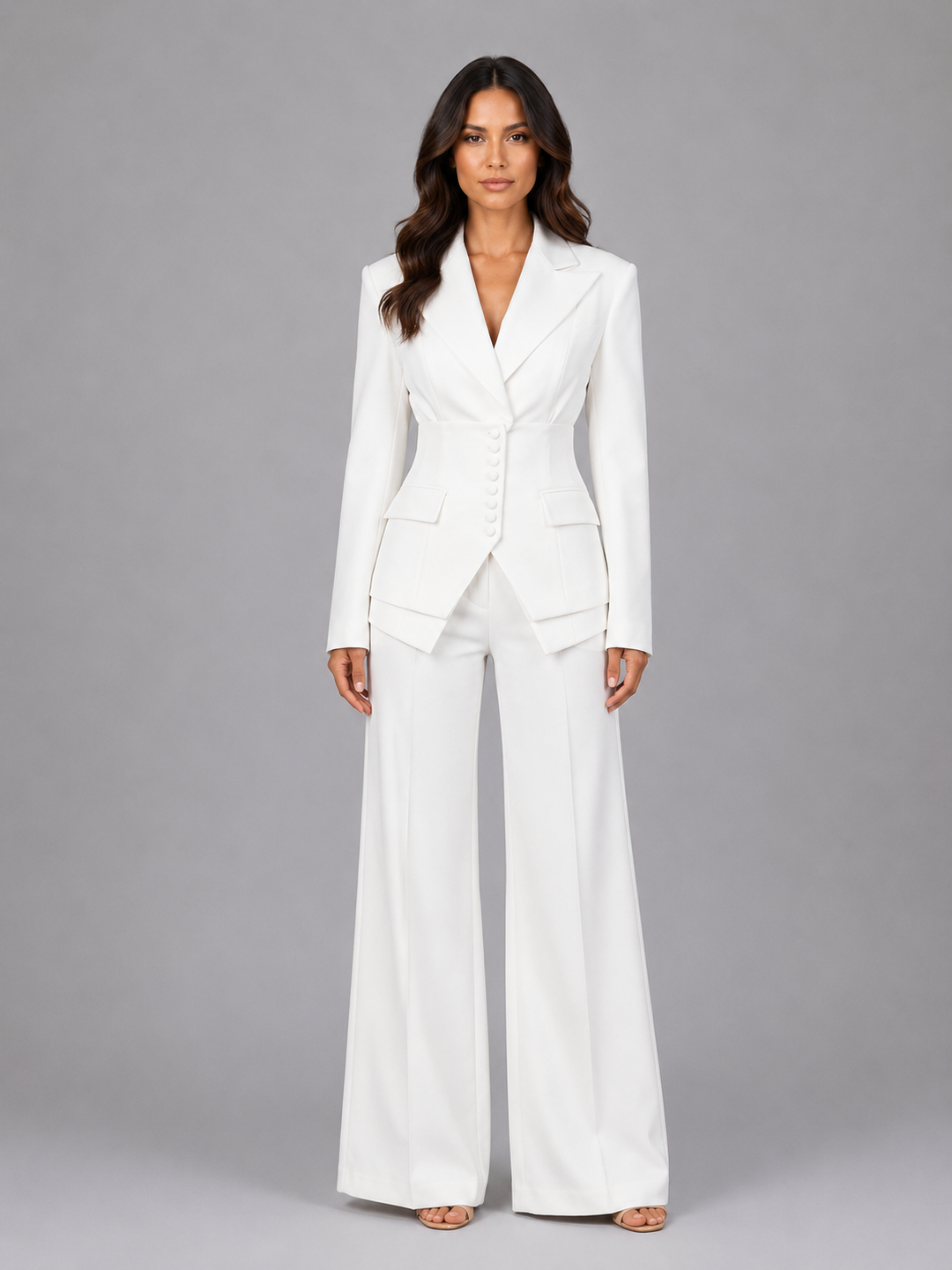 Women’s Tailored Two-Piece Suit with Cinched Waist