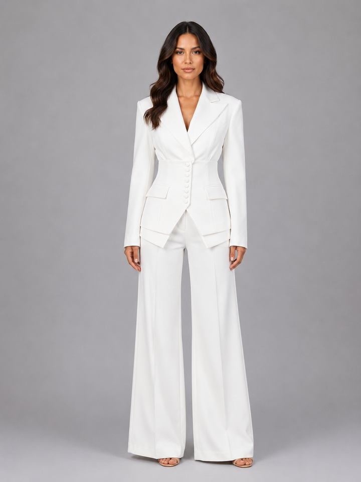 Women’s Tailored Two-Piece Suit with Cinched Waist