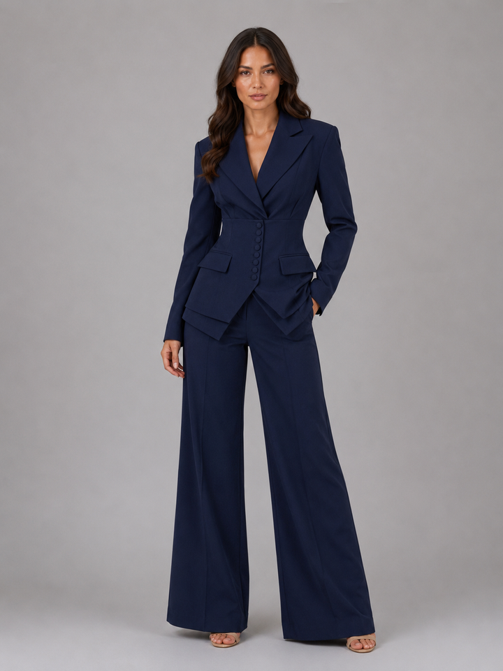 Women’s Tailored Two-Piece Suit with Cinched Waist