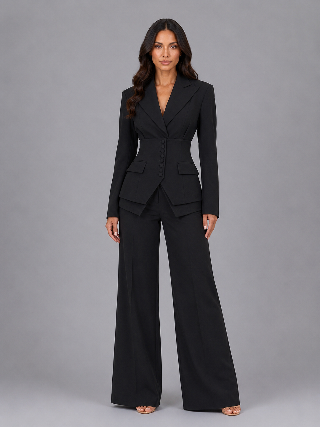 Women’s Tailored Two-Piece Suit with Cinched Waist