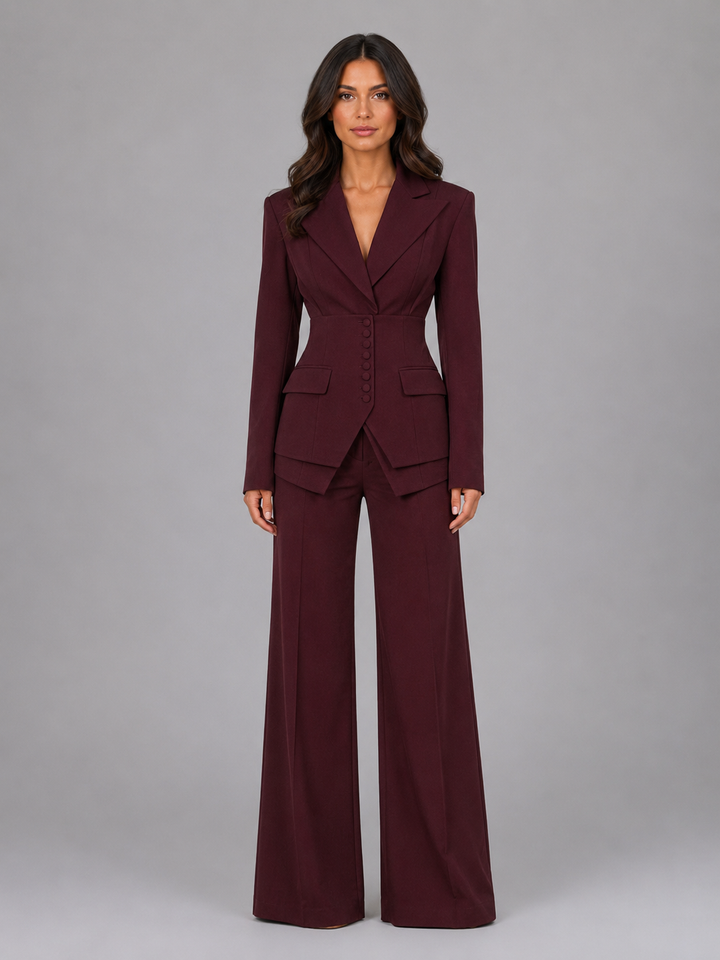 Women’s Tailored Two-Piece Suit with Cinched Waist