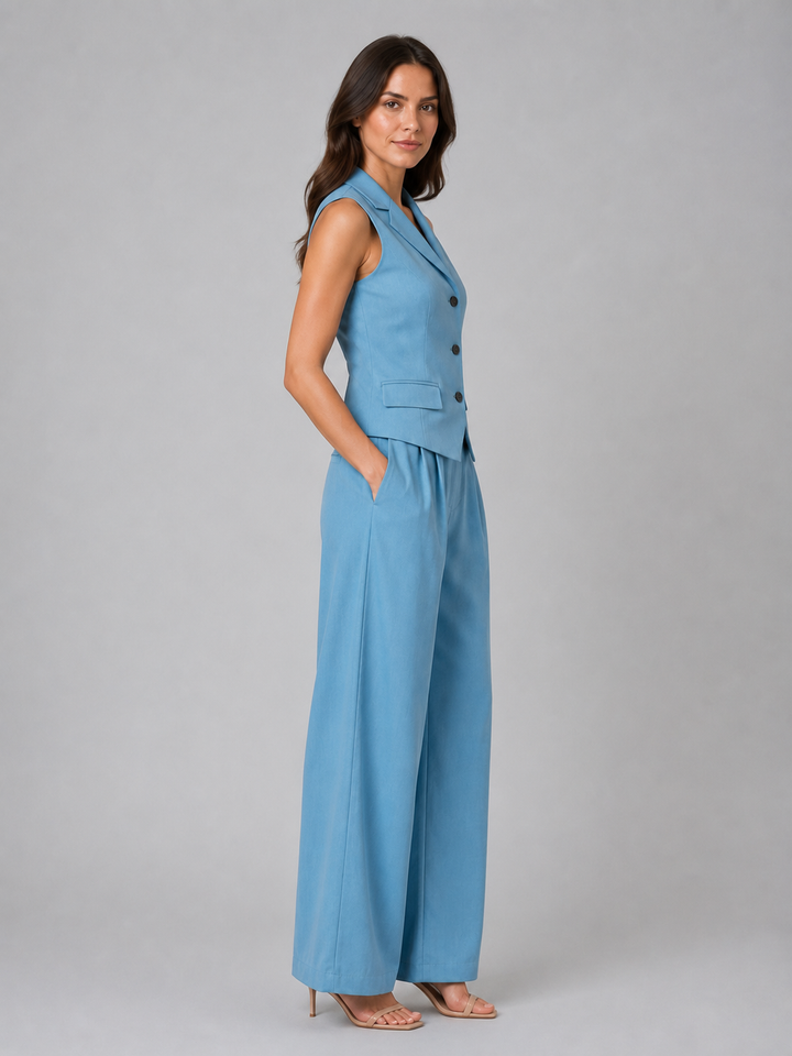 Women’s Tailored Waistcoat with Wide Leg Trousers