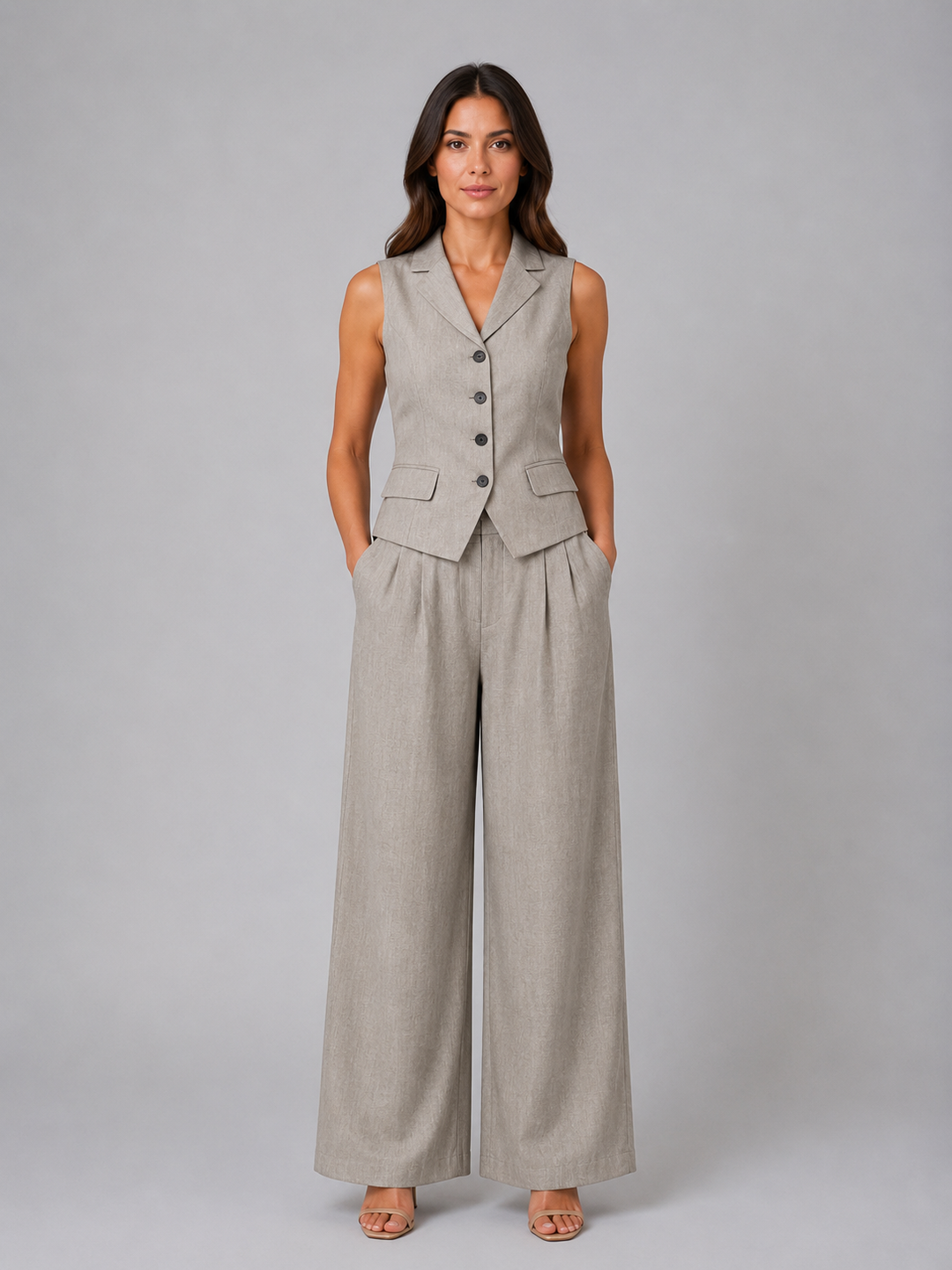 Women’s Tailored Waistcoat with Wide Leg Trousers