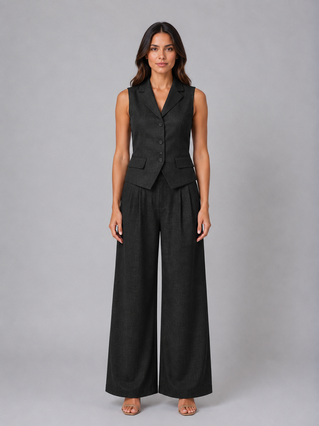Women’s Tailored Waistcoat with Wide Leg Trousers