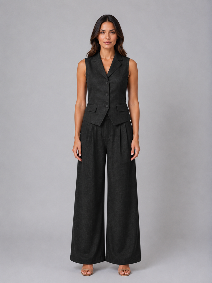 Women’s Tailored Waistcoat with Wide Leg Trousers