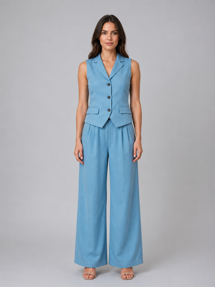 Women’s Tailored Waistcoat with Wide Leg Trousers