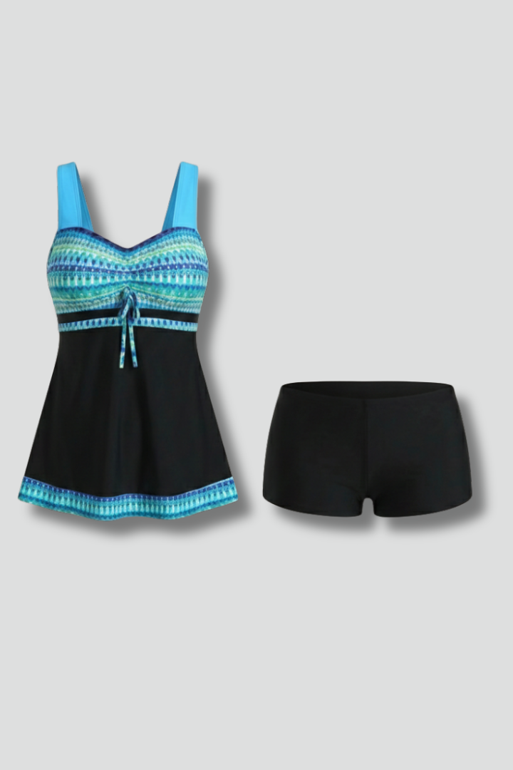 Women's Tankini Swimsuit Set with Tie Front for Beach Days