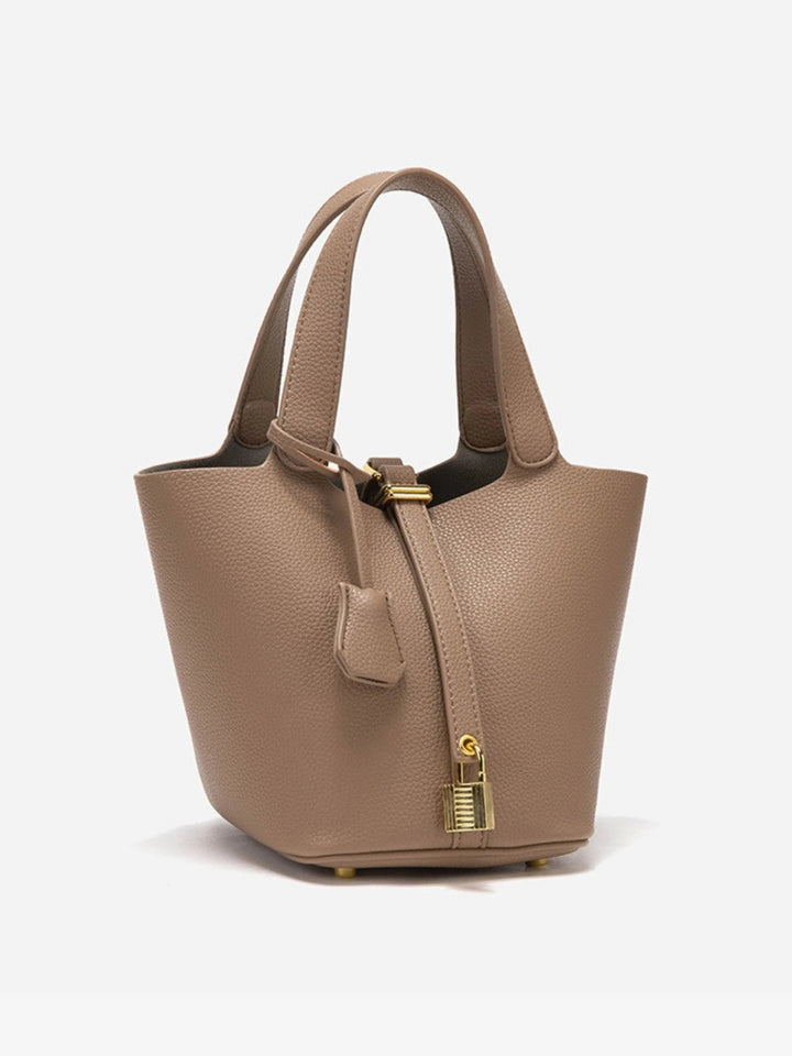 Women’s Textured Bucket Bag with Gold Details