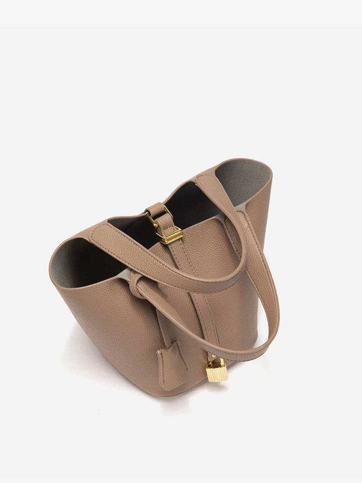 Women’s Textured Bucket Bag with Gold Details
