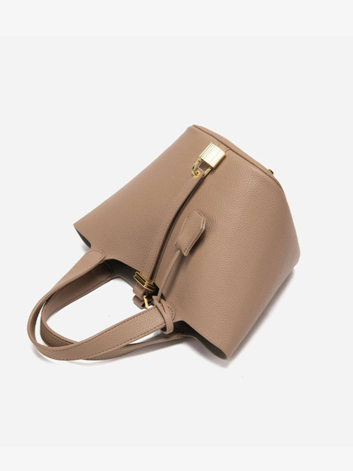 Women’s Textured Bucket Bag with Gold Details
