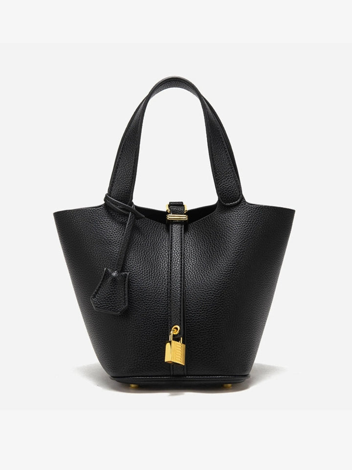 Women’s Textured Bucket Bag with Gold Details