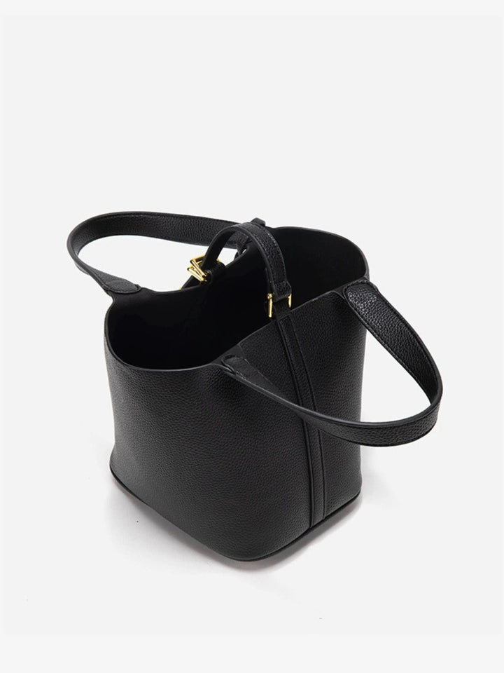 Women’s Textured Bucket Bag with Gold Details