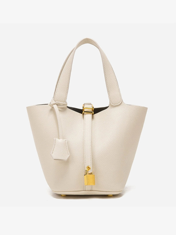 Women’s Textured Bucket Bag with Gold Details