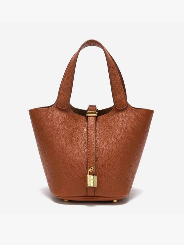 Women’s Textured Bucket Bag with Gold Details