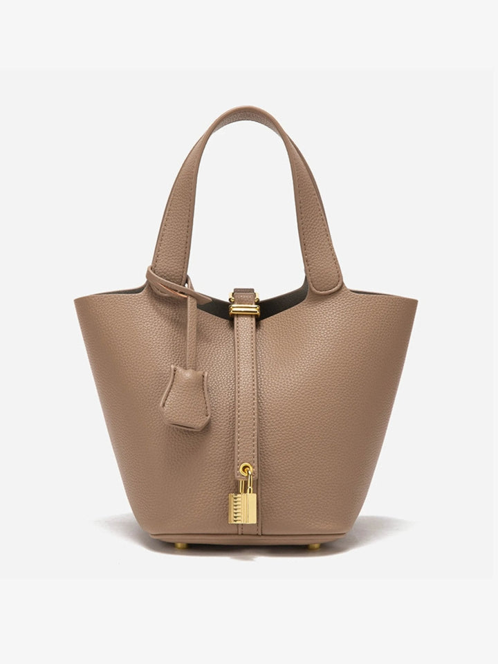 Women’s Textured Bucket Bag with Gold Details