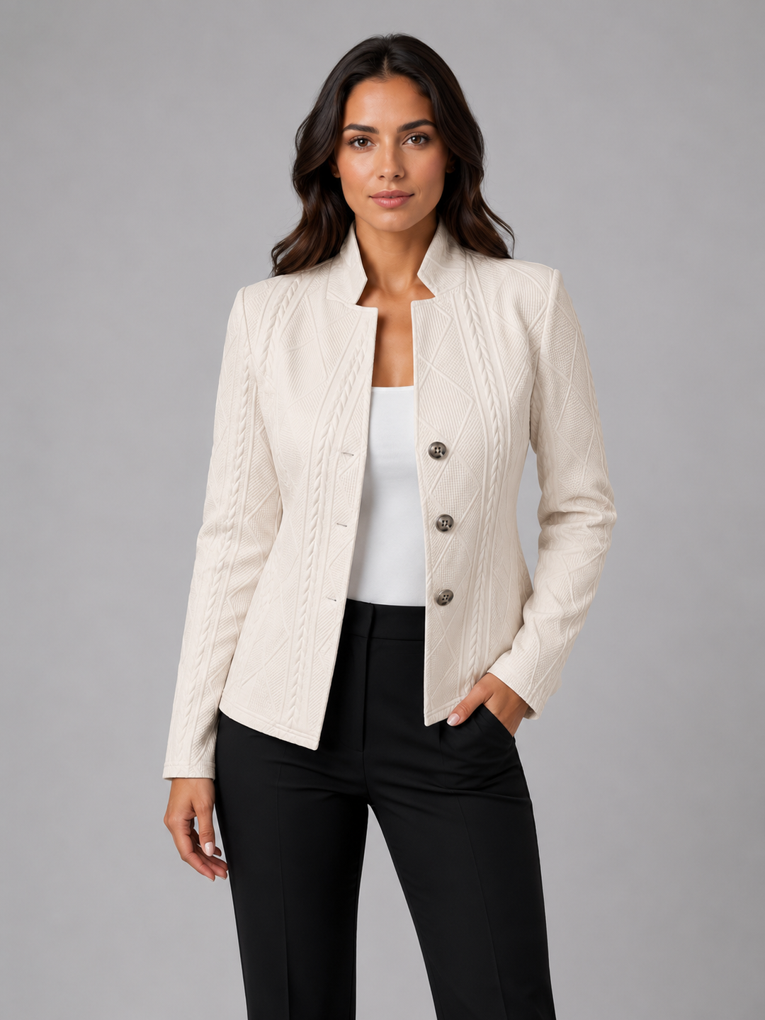 Women’s Textured Tailored Blazer with Structured Fit