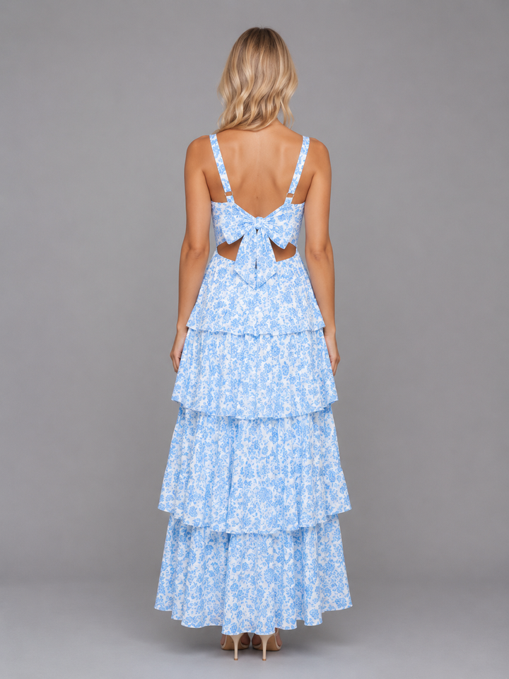 Women’s Tiered Maxi Dress with Floral Print