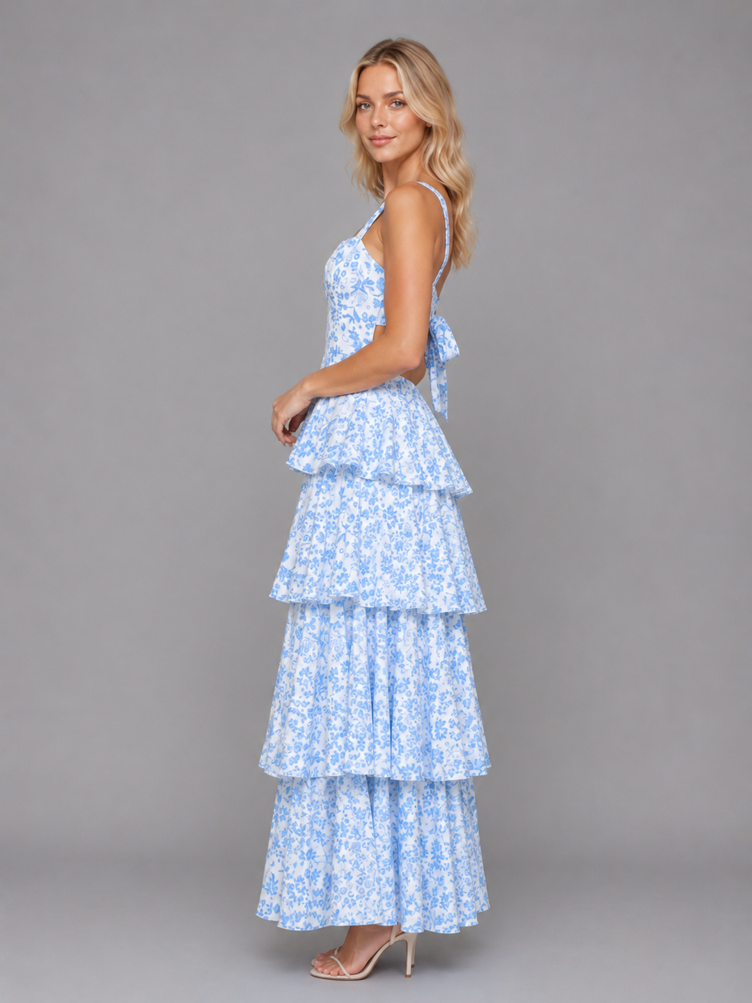 Women’s Tiered Maxi Dress with Floral Print