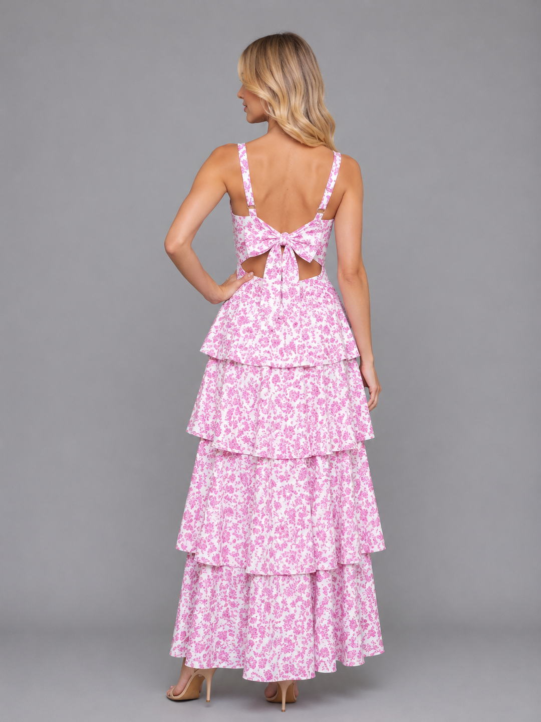 Women’s Tiered Maxi Dress with Floral Print