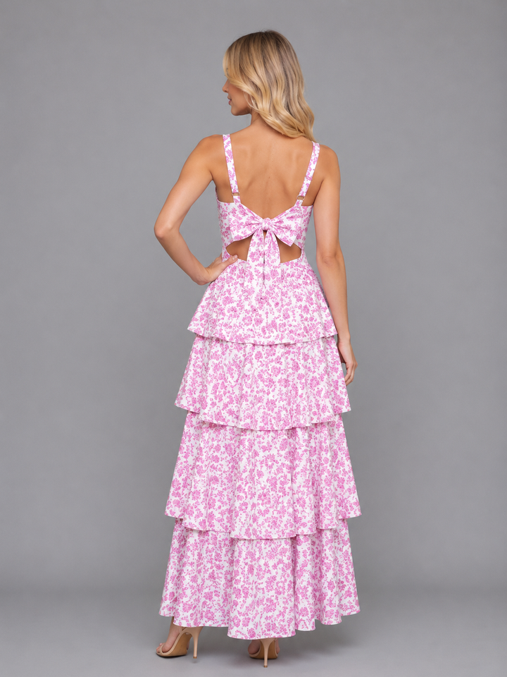 Women’s Tiered Maxi Dress with Floral Print