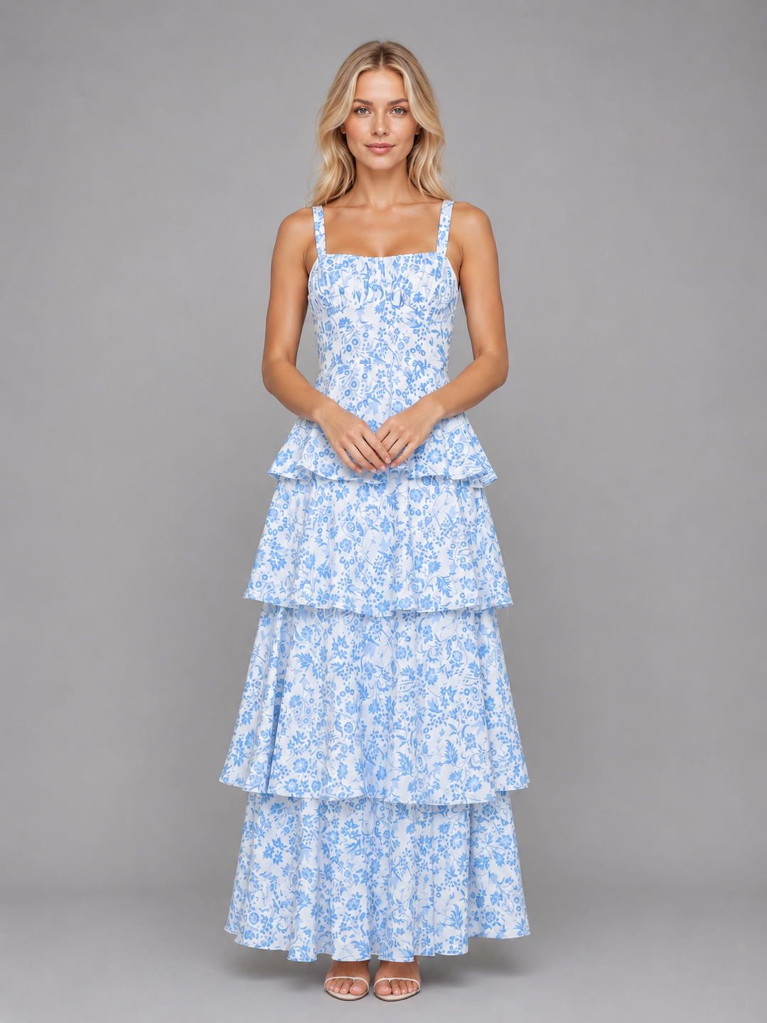 Women’s Tiered Maxi Dress with Floral Print