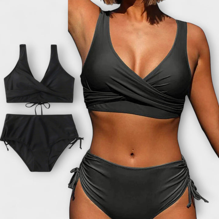 Women’s Two-Piece Bikini Swimsuit with Wrap Detail for Beach
