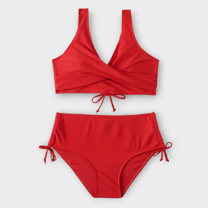 Women’s Two-Piece Bikini Swimsuit with Wrap Detail for Beach
