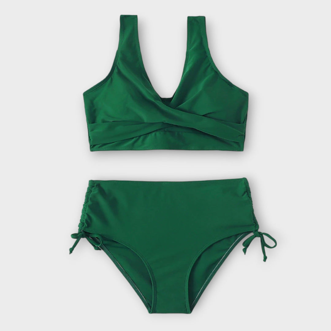 Women’s Two-Piece Bikini Swimsuit with Wrap Detail for Beach