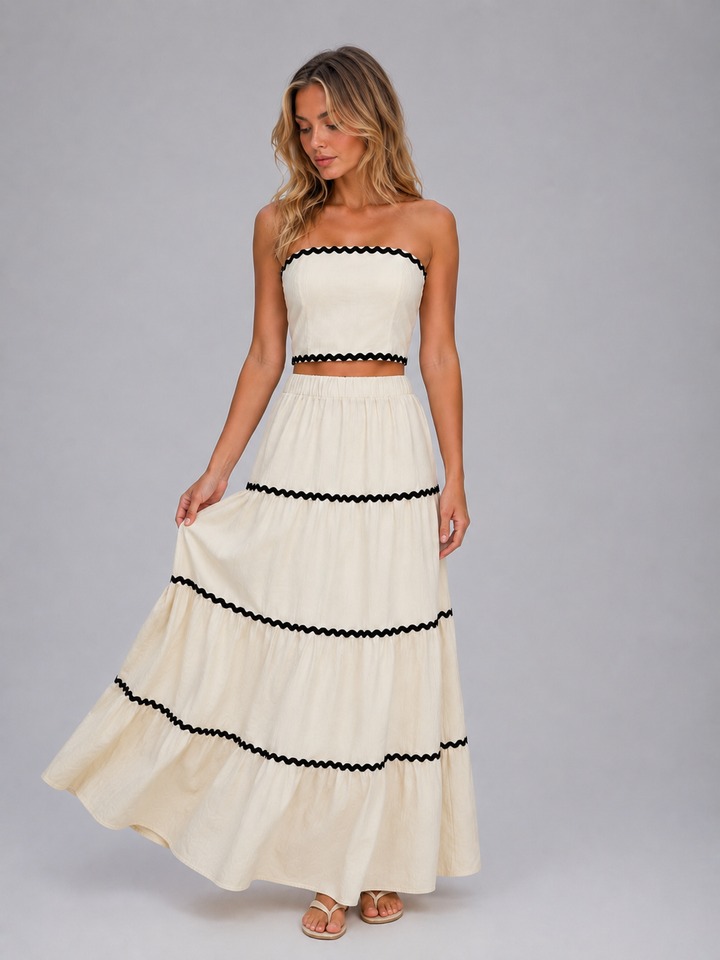 Women’s Two-Piece Co-Ord Set with Ric-Rac Trim