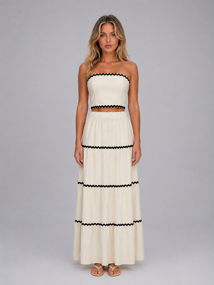 Women’s Two-Piece Co-Ord Set with Ric-Rac Trim