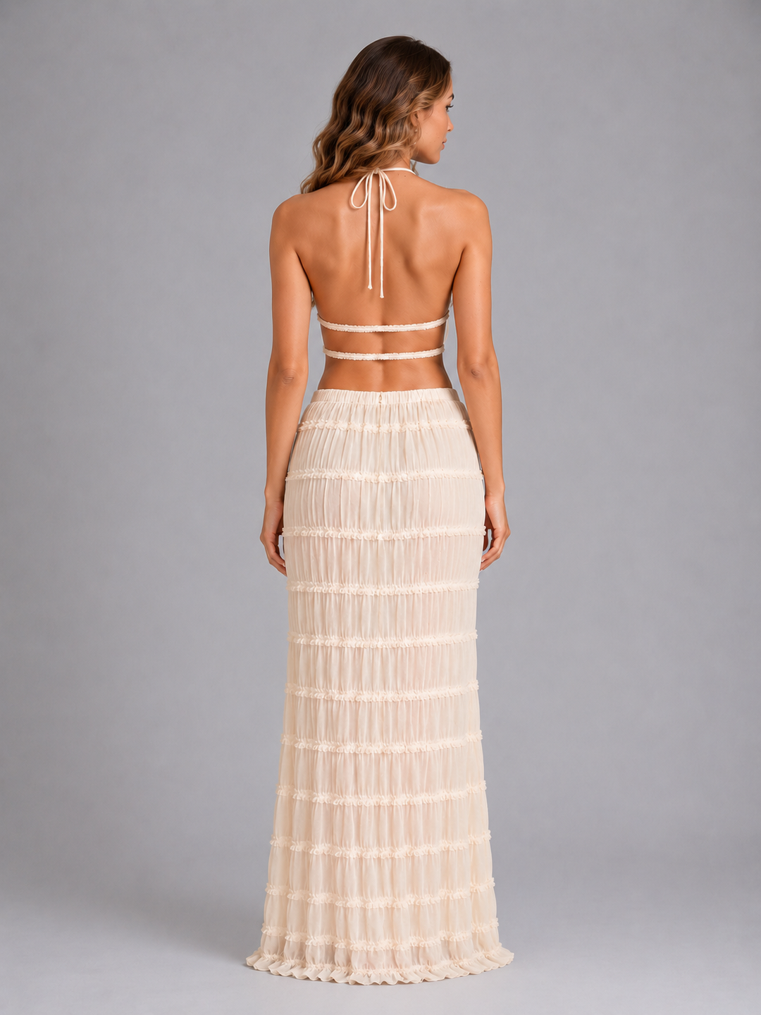 Women’s Two-Piece Halterneck Set with Texture