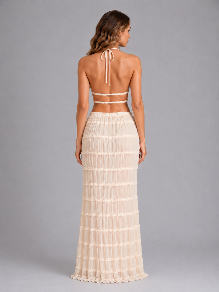 Women’s Two-Piece Halterneck Set with Texture