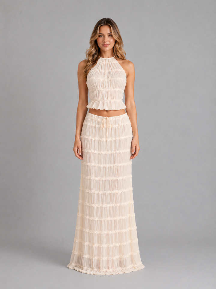 Women’s Two-Piece Halterneck Set with Texture