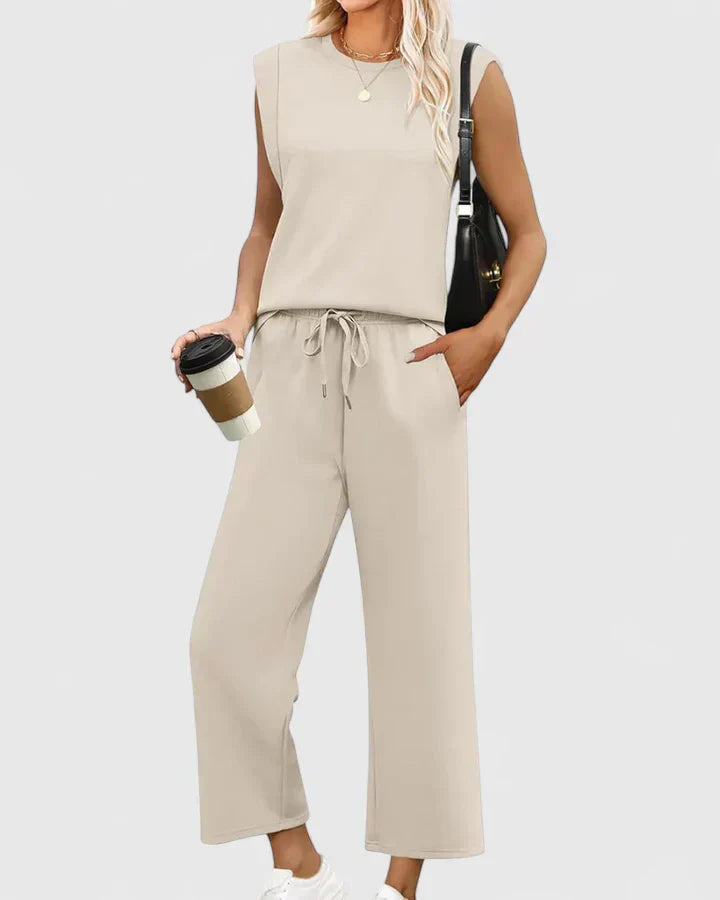 Women's Two-Piece Set with Sleeveless Top for Casual Daywear