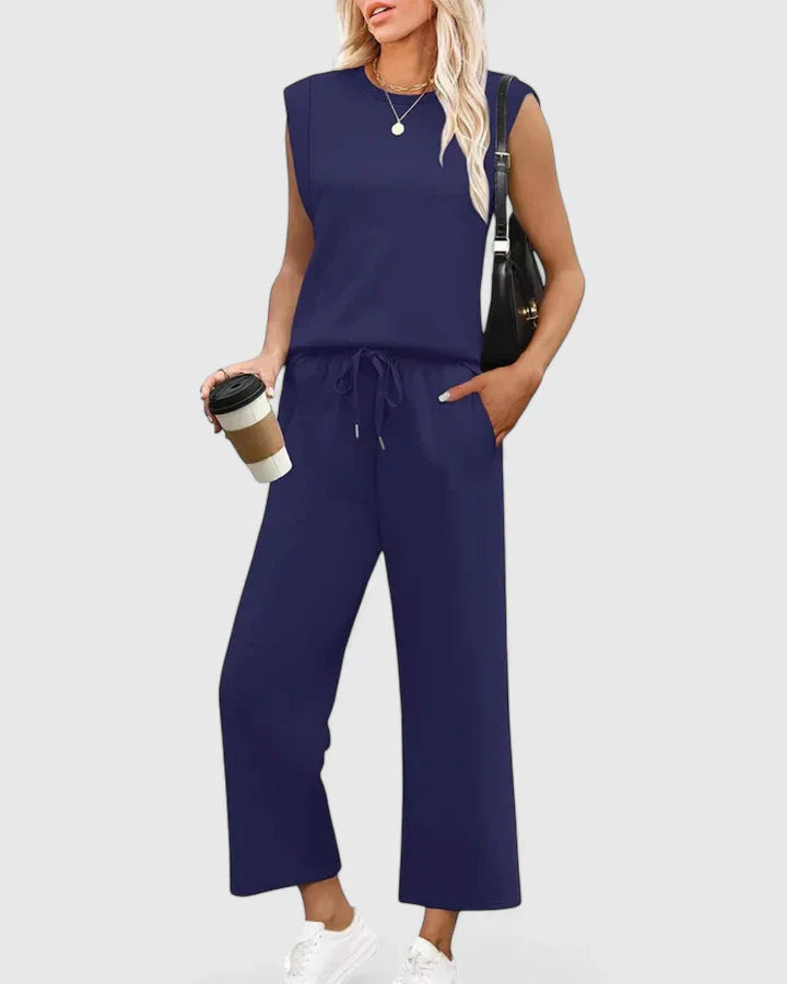 Women's Two-Piece Set with Sleeveless Top for Casual Daywear
