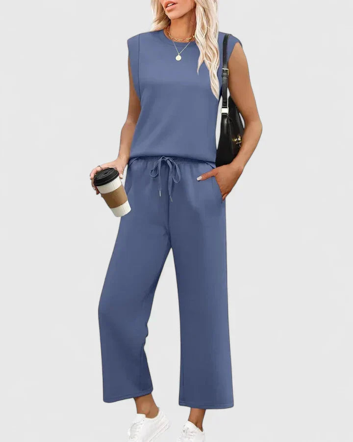 Women's Two-Piece Set with Sleeveless Top for Casual Daywear