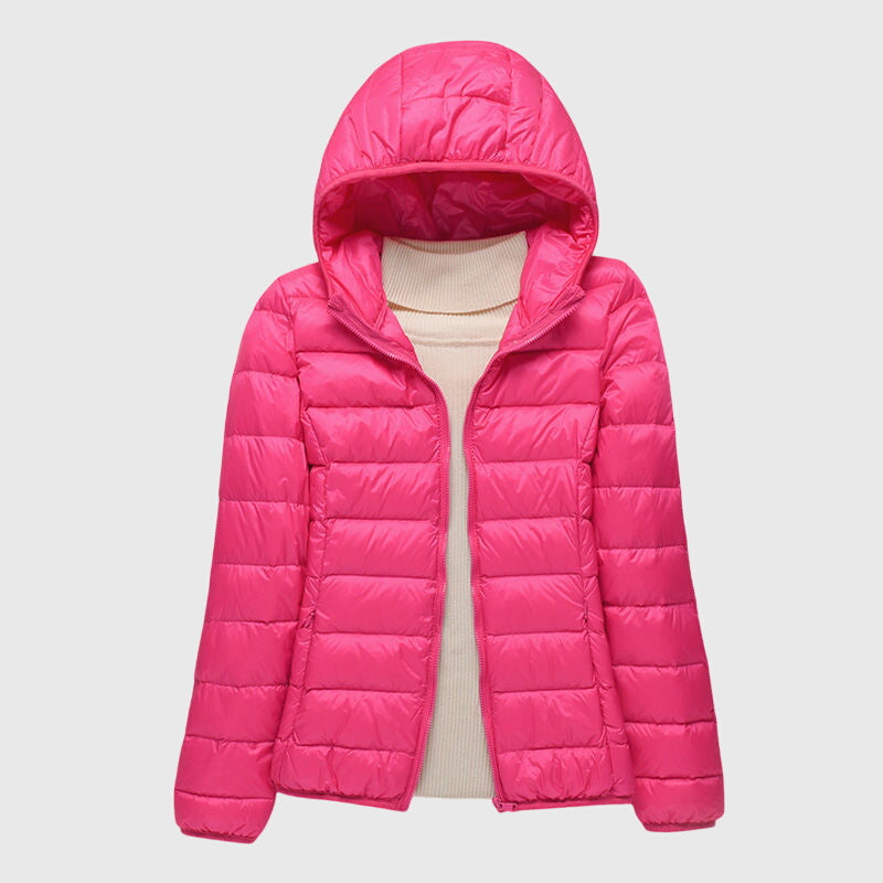 Women's Ultra-Light Quilted Jacket with Hood for Cold Days