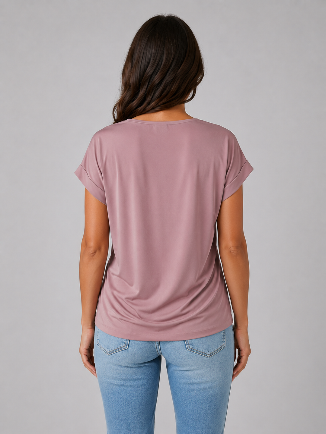 Women’s V-Neck Draped T-Shirt with Twist Hem