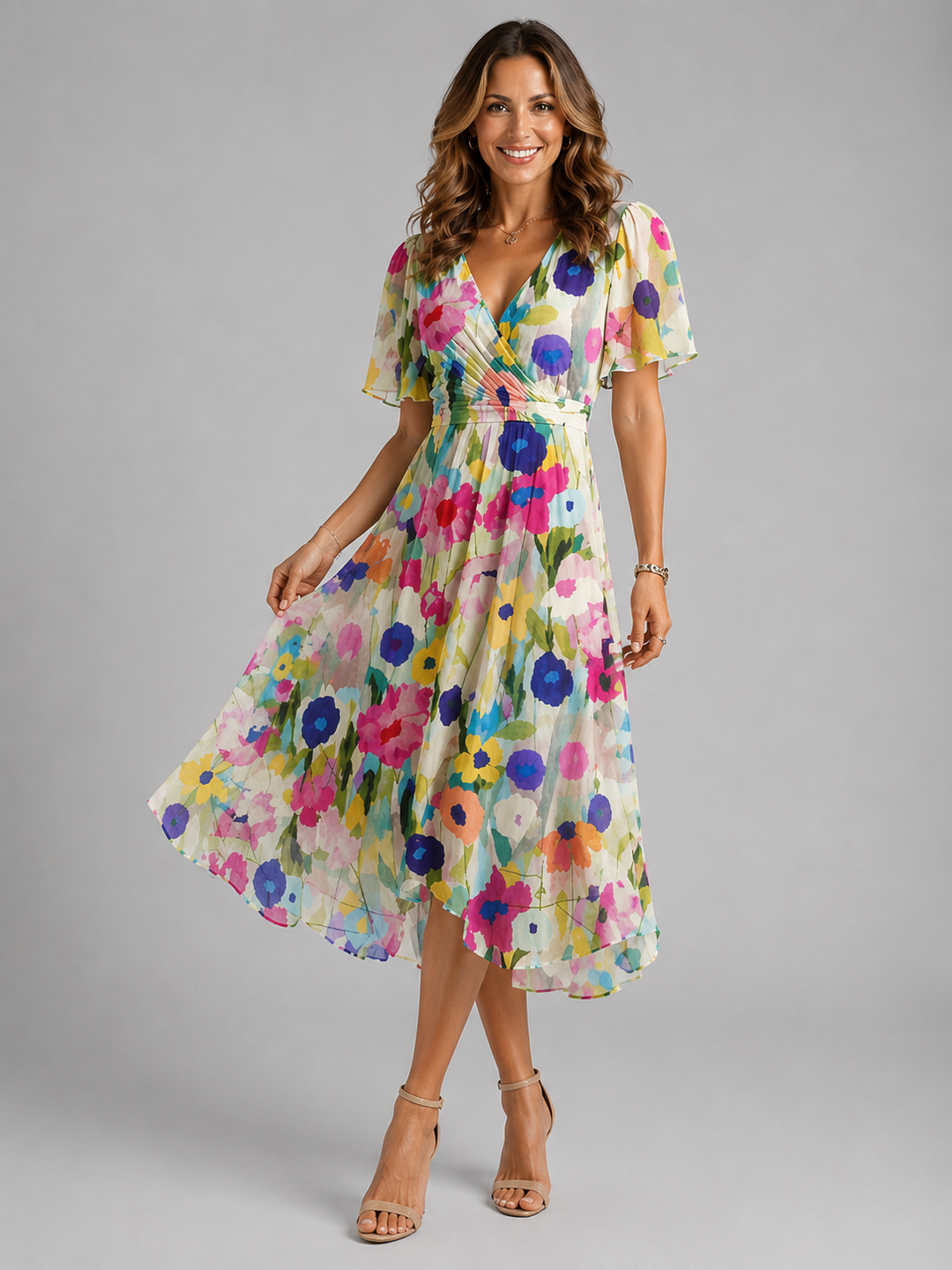 Women’s V-Neck Summer Dress with Flowing Silhouette