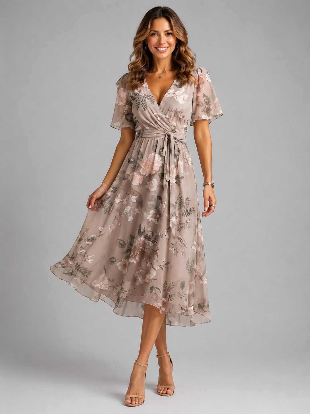 Women’s V-Neck Summer Dress with Flowing Silhouette