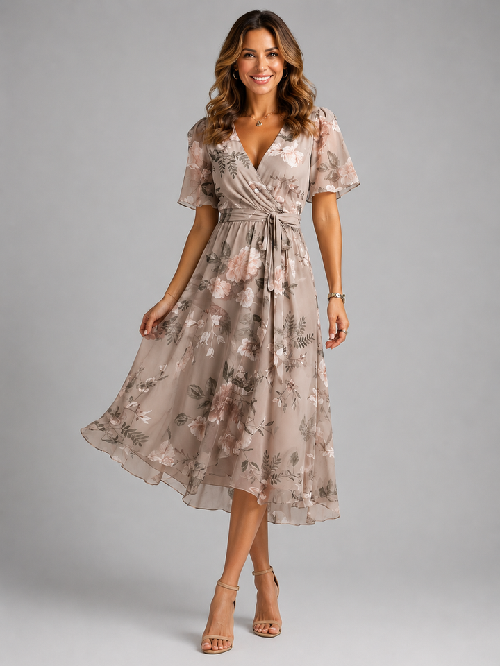 Women’s V-Neck Summer Dress with Flowing Silhouette