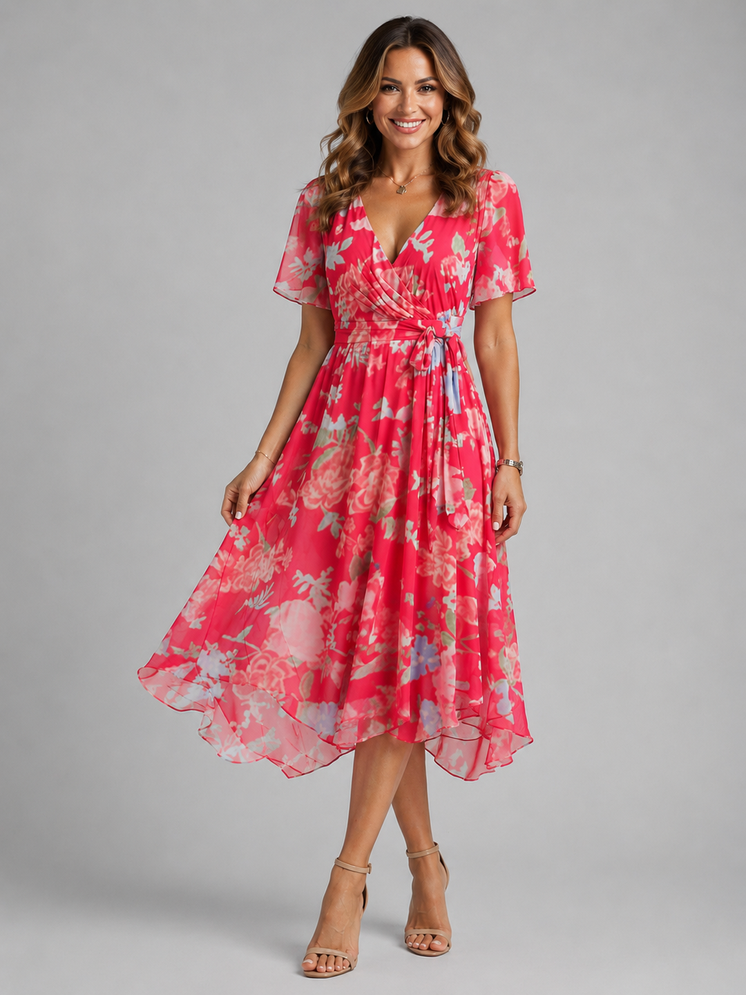 Women’s V-Neck Summer Dress with Flowing Silhouette