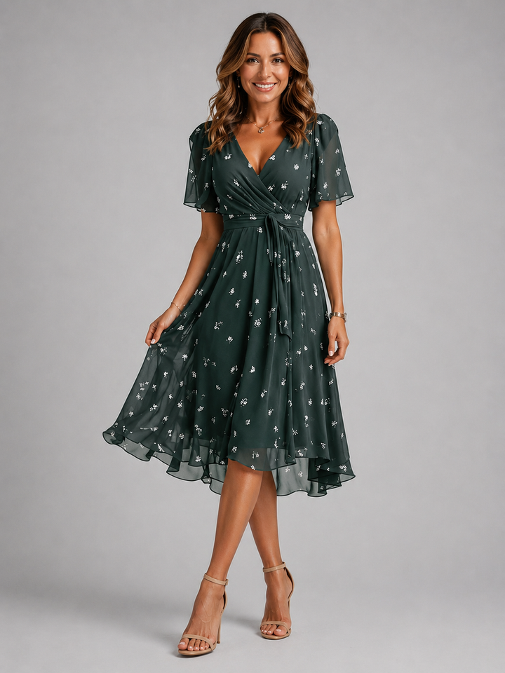 Women’s V-Neck Summer Dress with Flowing Silhouette