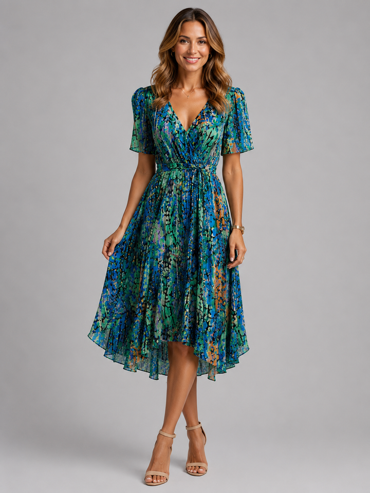 Women’s V-Neck Summer Dress with Flowing Silhouette